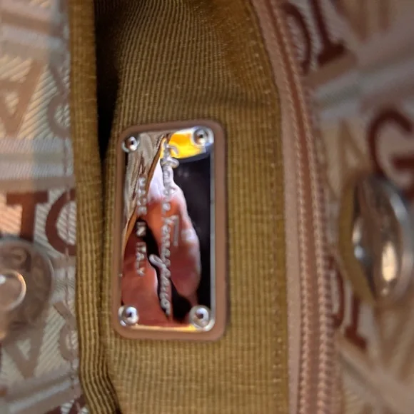 Salvatore Ferragamo Tan and Brown Logo Cross Body - Picture 5 of 7